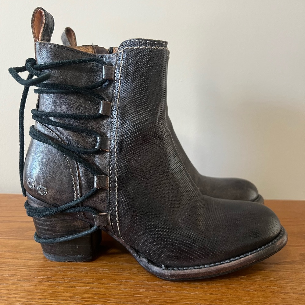 BED|STU Dark Purple/Black Lace Up Boots